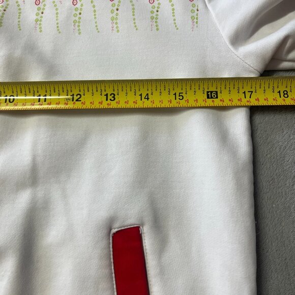 Satin White & Red Zip Up Hooded Jacket - Picture 8 of 12